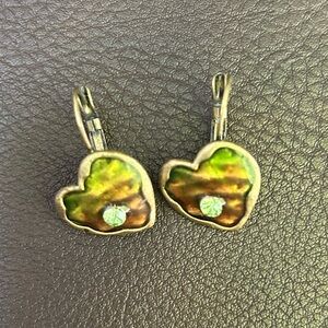 Costume heart metal earrings with rhinestone